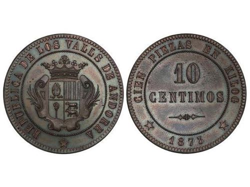 10 Céntimos. 1873. VALLS ... 
