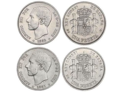 Lote 2 monedas 1 Peseta. 1882 ... 