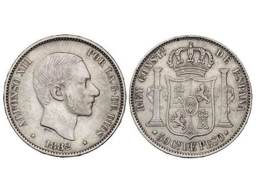 50 Centavos de Peso. 1882. MANILA. ... 