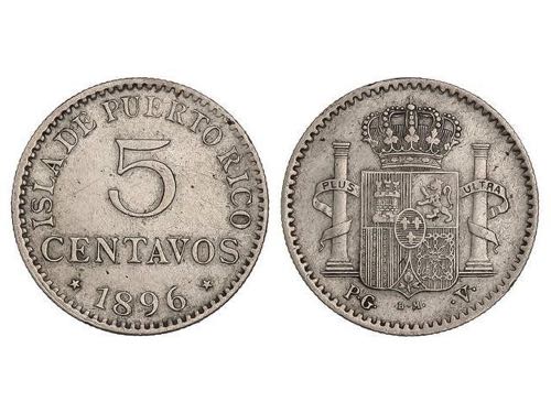 5 Centavos de Peso. 1896. PUERTO ... 