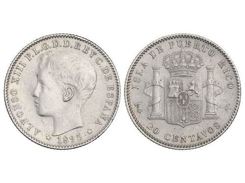 20 Centavos de Peso. 1895. PUERTO ... 