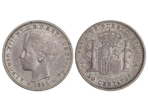 20 Centavos de Peso. 1895. PUERTO ... 