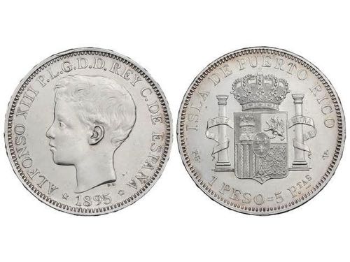 1 Peso. 1895. PUERTO RICO. P.G.-V. ... 