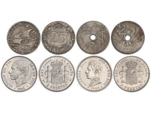 Lote 4 monedas 25 Céntimos (2)  y ... 