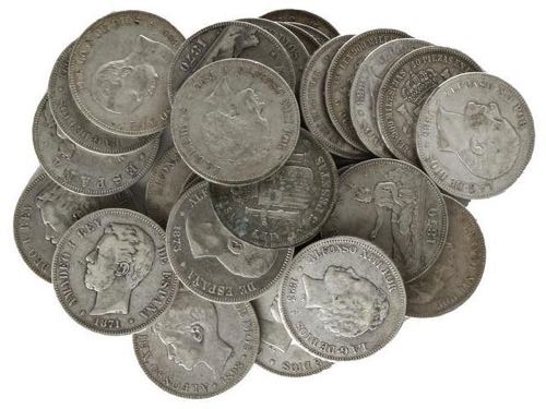 Lote 30 monedas 5 Pesetas. 1870 a ... 