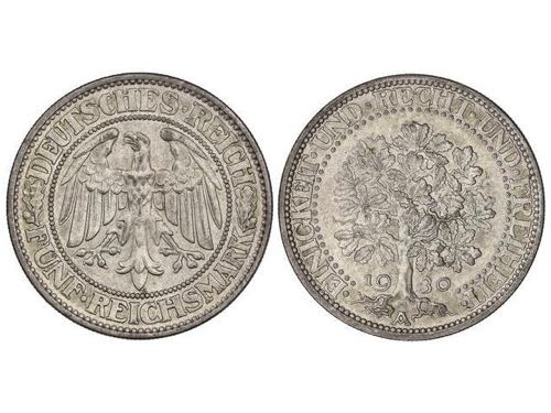 Germany - 5 Reichsmark. 1930-A. ... 
