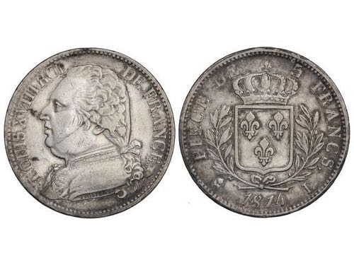 France - 5 Francos. 1814-L. LUÍS ... 