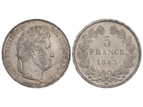 France - 5 Francos. 1843-W. LUIS ... 