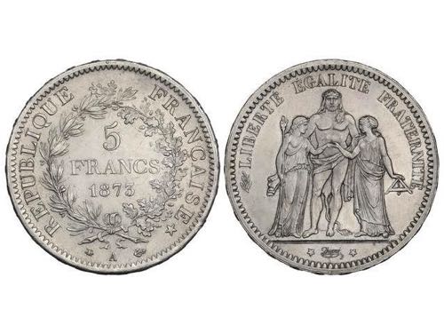 France - 5 Francos. 1873-A. III ... 