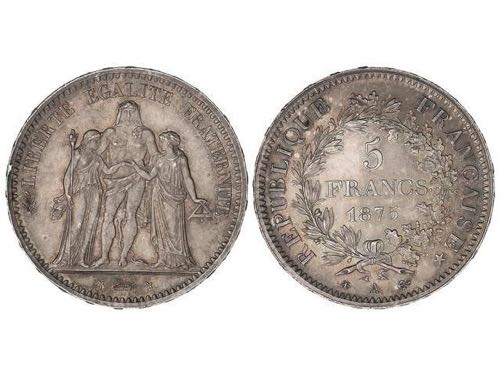 France - 5 Francos. 1875-A. III ... 