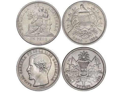 Guatemala - Lote 2 monedas 1 Peso. ... 