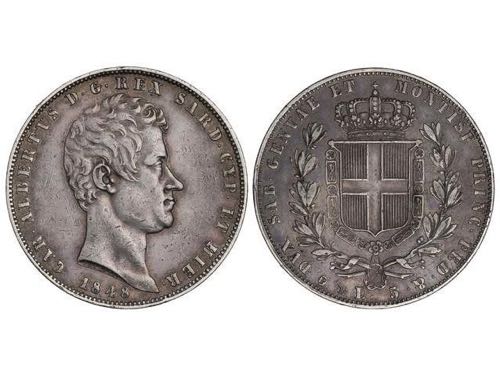 Italian States - 5 Liras. 1848-P. ... 