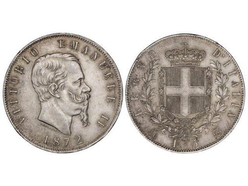 Italy - 5 Liras. 1872-M BN. ... 