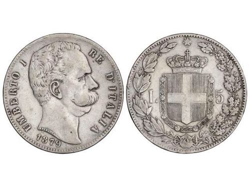 Italy - 5 Liras. 1879-R. HUMBERTO ... 