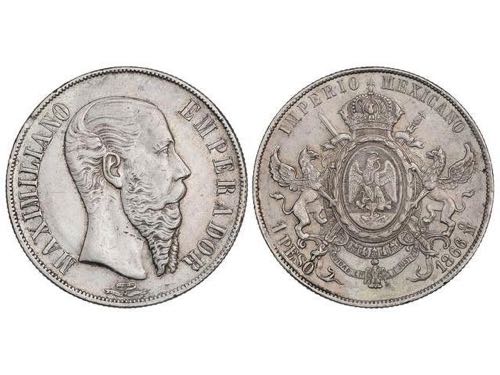 Mexico - 1 Peso. 1866-Mo. ... 