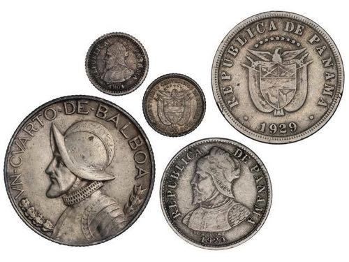 Panama - Lote 5 monedas 2 1/2 (3), ... 