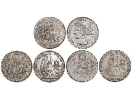 Peru - Lote 3 monedas 1 Sol (2), 5 ... 