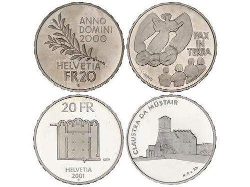 Switzerland - Lote 2 monedas 20 ... 