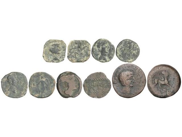 Lote 5 monedas As. IRIPPO (3), ... 