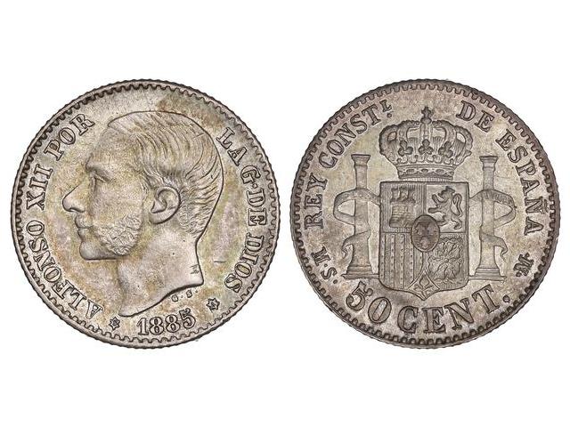 50 Céntimos. 1885 (*8-6). M.S.-M. ... 