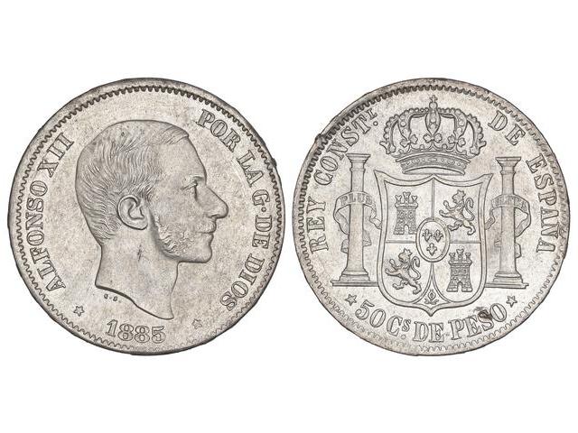 50 Centavos de Peso. 1885. MANILA. ... 