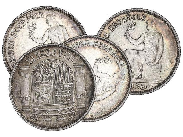 Lote 4 monedas 1 Peseta. 1933 ... 