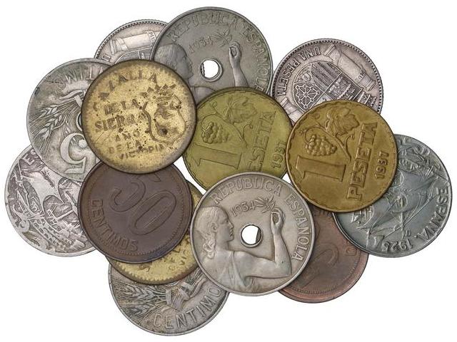 Lote 14 monedas 10 (2), 25 (6), 50 ... 