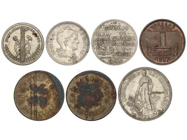Lote 7 monedas. 1937. CONSEJO ... 
