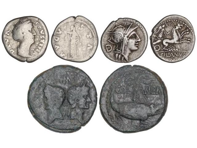 Lote 3 monedas Denario (2) y ... 