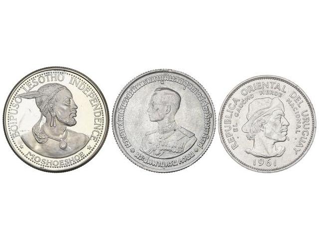 Lote 3 monedas. LESOTHO, TAILANDIA ... 