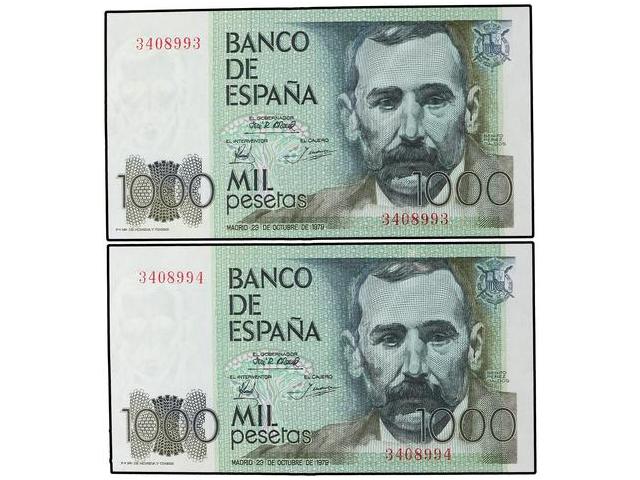 Juan Carlos I - Lote 2 billetes ... 