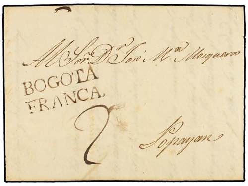 COLOMBIA. 1825. BOGOTÁ a POPAYAN. ... 