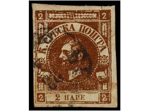 SERBIA. Mi.10Bb. 1868. 2 pa. red ... 