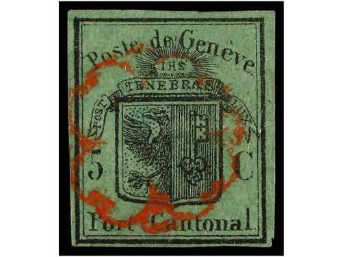 SUIZA. Yv.3A. 1848. 5 cents. black ... 