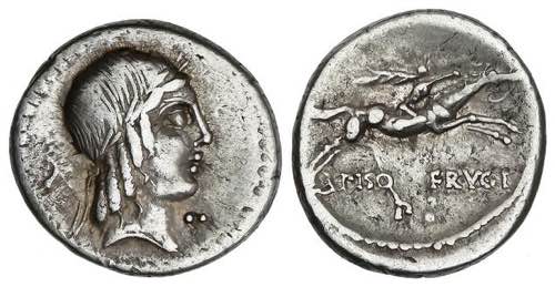 Denario. 90-89 a.C. CALPURNIA. L. ... 