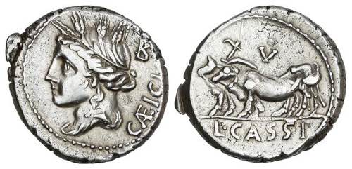 Denario. 102 a.C. CASSIA. L. ... 