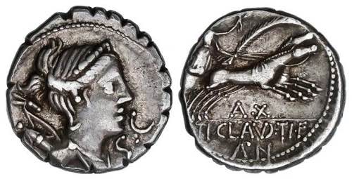 Denario. 79 a.C. CLAUDIA. Ti. ... 