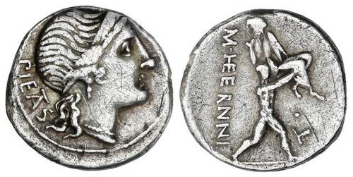 Denario. 108-107 a.C. HERENNIA. ... 