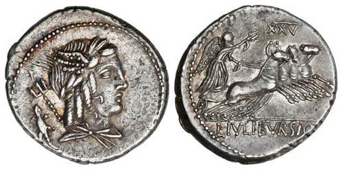 Denario. 85 a.C. JULIA. L. Julius ... 
