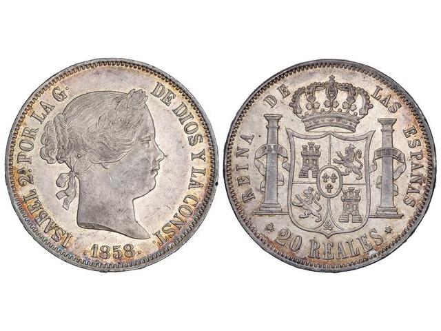 Elizabeth II - 20 Reales. 1858. ... 