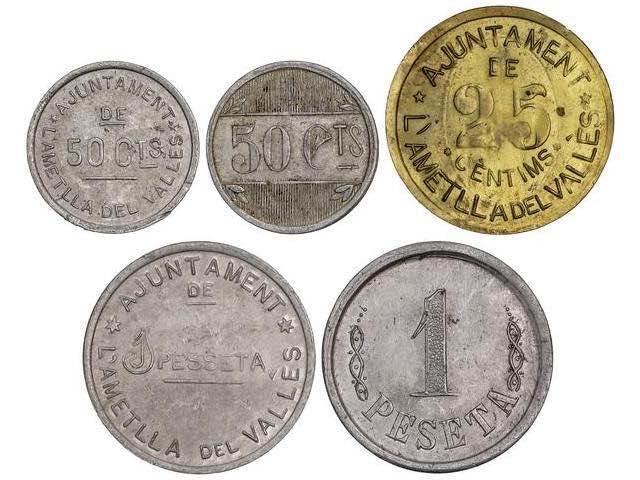 Serie 5 monedas 25, 50 Cèntims ... 