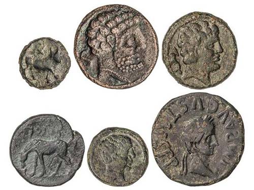 Lote 6 monedas Cuandrante, Semis ... 
