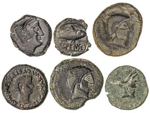 Lote 6 monedas Semis y As (5). ... 