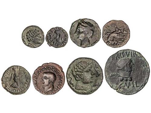 Lote 9 monedas Sextante a As. AE. ... 