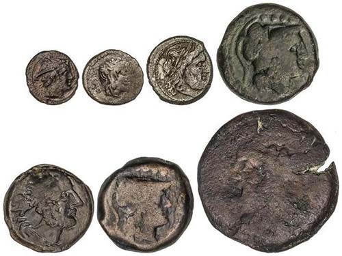 Lote 7 monedas Semiuncia, Semis, ... 