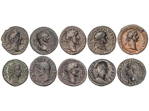 Lote 10 monedas As (5), Dupondio ... 