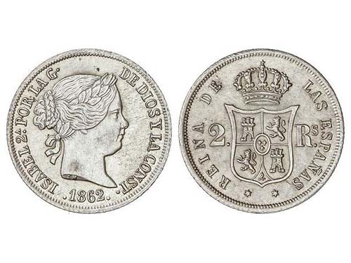 Elisabeth II - 2 Reales. 1862. ... 