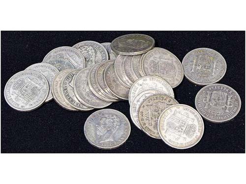 Lote 25 monedas 5 Pesetas. 1871 ... 