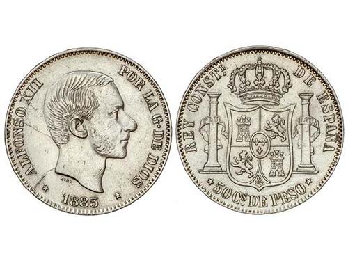 50 Centavos de Peso. 1883. MANILA. ... 
