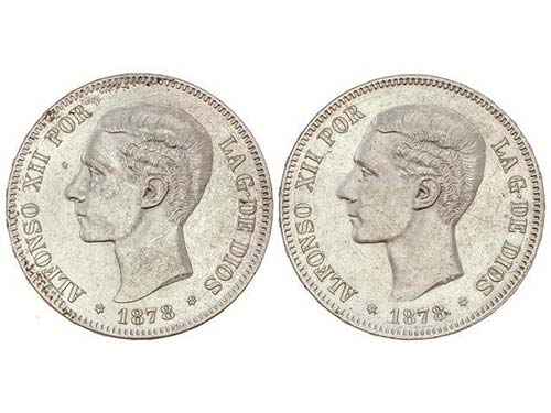 Lote 2 monedas 5 Pesetas. 1878 ... 